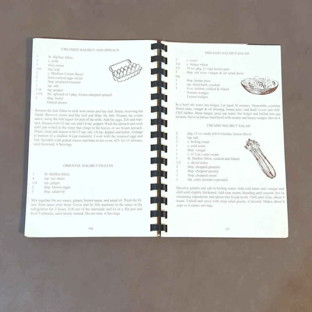 2 Halibut Cookbooks Spiral 1989 Alaskan Recipes 2000 Homer, Alaska Recipes